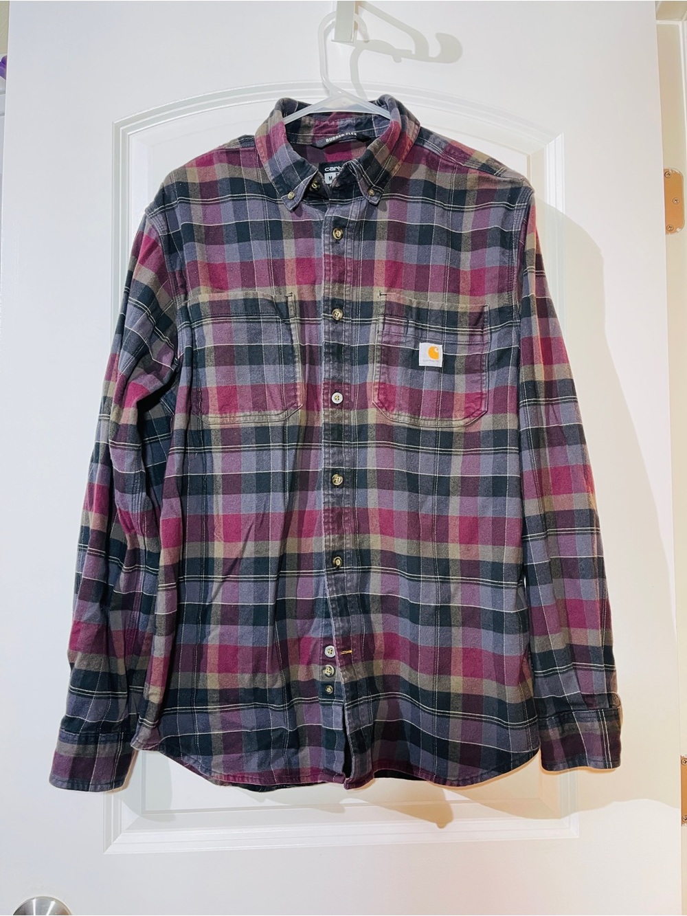 Carhartt Men's Plaid Button-Down Shirt - Burgundy, Gray & Black